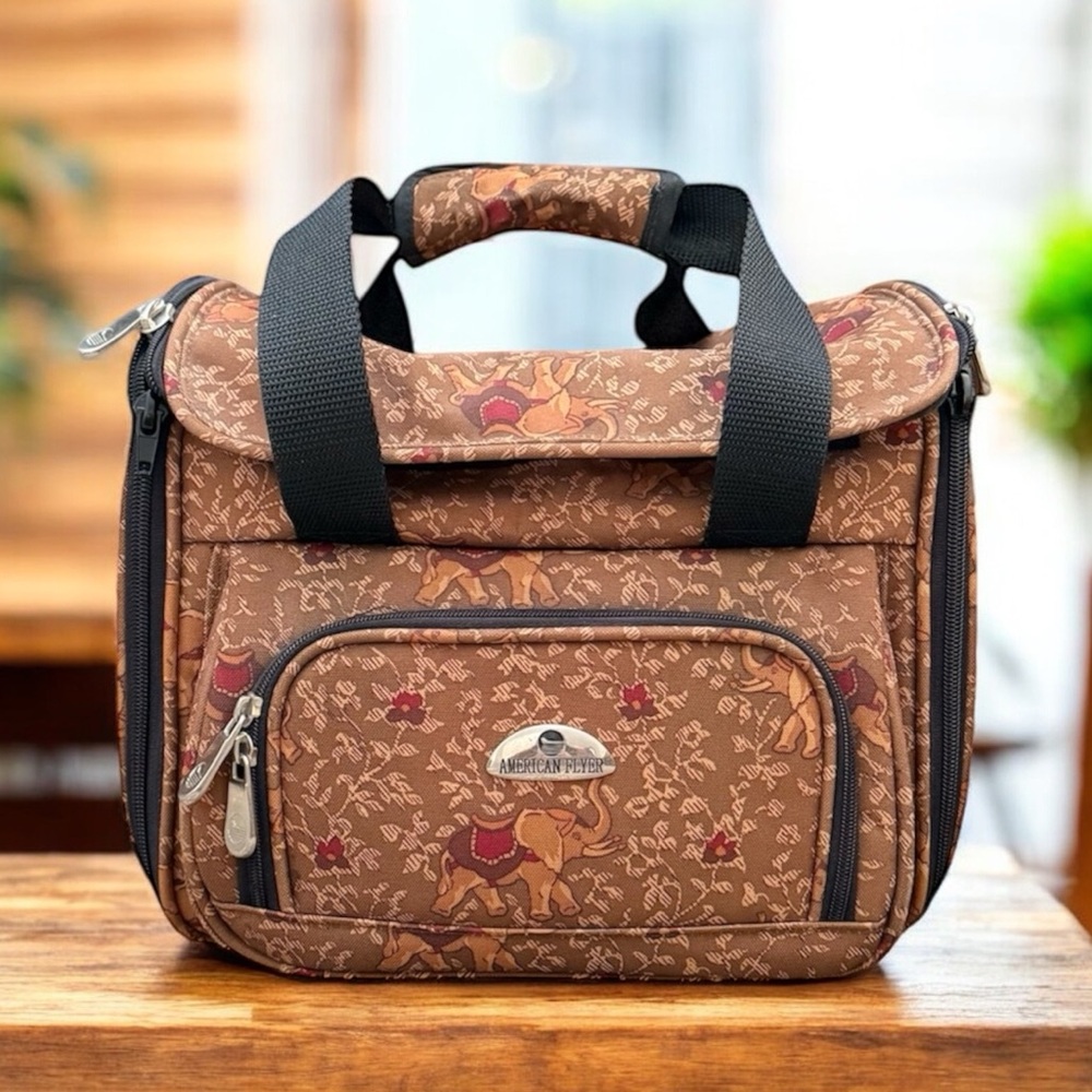 American Flyer Vintage Suitcase Carry On Travel Overnight Luggage Elephant